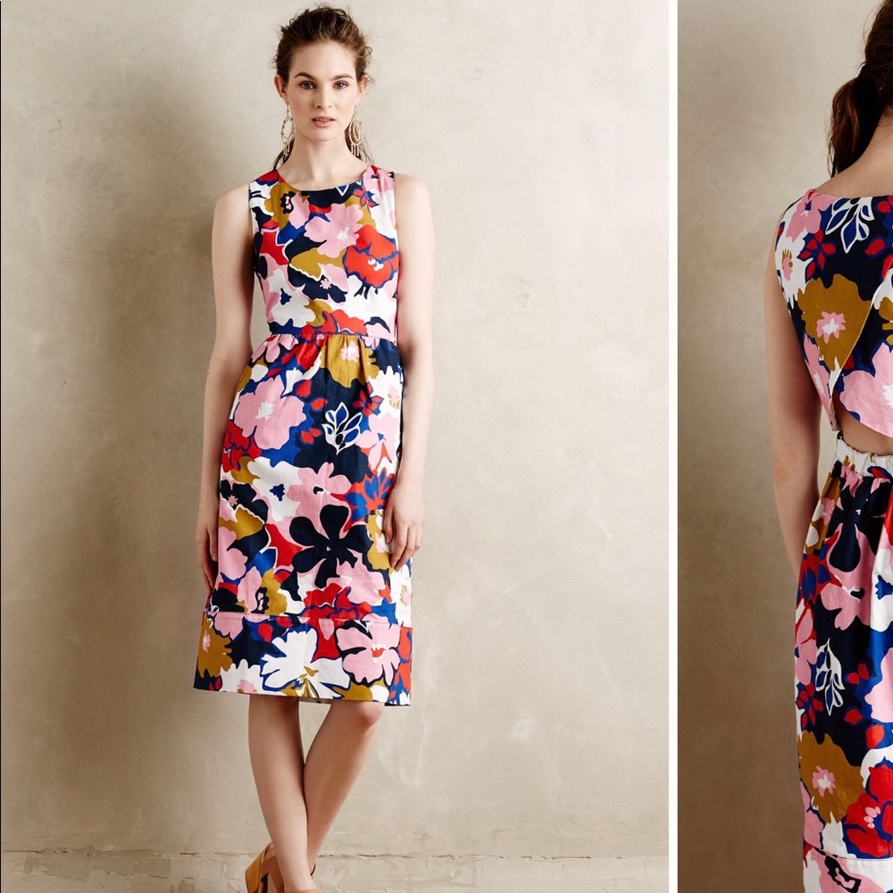 Anthropologie Whit Two Petalprint Cross-back Dress
